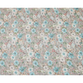 Grey and Aqua Floral Printed Viscose Georgette Fabric with White Petals and Beige Leaf Motifs, 110 Cms Width, Made in India-D25872