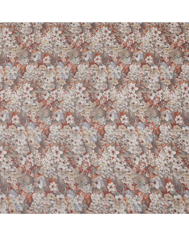 Rust Brown and Beige Floral Printed Viscose Georgette Fabric with Soft Vintage Bloom Motifs, 110 Cms Width, Made in India-D25873 Regal Fabrics