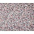 Grey and Maroon Paisley Printed Viscose Georgette Fabric with Blue Leaf Accents and Ornate Floral Design, 110 Cms Width, Made in India-D25884