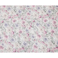 White and Lavender Floral Printed Viscose Georgette Fabric with Pink Bloom Accents and Grey Leaf Detailing, 110 Cms Width, Made in India-D25876