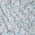 Grey and Aqua Blue Floral Printed Viscose Georgette Fabric with Soft Pastel Blossoms and Leafy Detailing, 110 Cms Width, Made in India-D25871