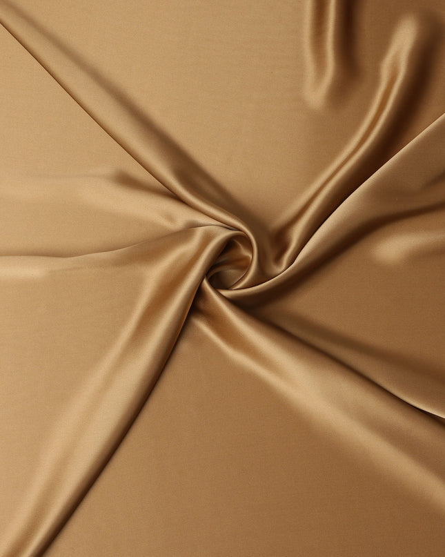 Golden Beige Premium Pure Silk Satin Fabric with Smooth Glossy Finish and Fluid Drape, 110 Cms Width, Made in China-D25920