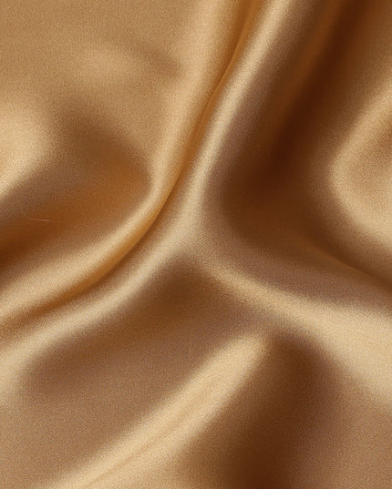 Golden Beige Premium Pure Silk Satin Fabric with Smooth Glossy Finish and Fluid Drape, 110 Cms Width, Made in China-D25920