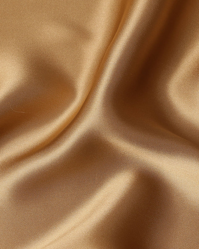 Golden Beige Premium Pure Silk Satin Fabric with Smooth Glossy Finish and Fluid Drape, 110 Cms Width, Made in China-D25920