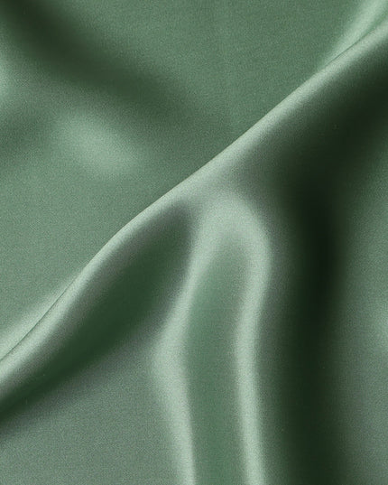 Sage Green Premium Pure Silk Satin Fabric with Smooth Lustrous Finish and Elegant Fluidity, 110 Cms Width, Made in China-D25924