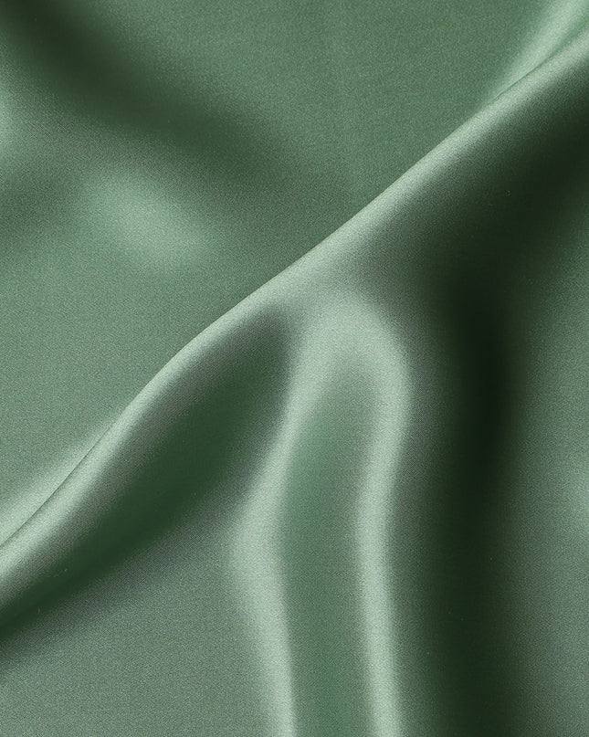 Sage Green Premium Pure Silk Satin Fabric with Smooth Lustrous Finish and Elegant Fluidity, 110 Cms Width, Made in China-D25924