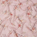 Baby Pink Floral Printed Viscose Cotton Fabric, 110 Cms Width, India-D24824