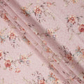 Baby Pink Floral Printed Viscose Cotton Fabric, 110 Cms Width, India-D24824