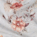 Light Blue Floral Printed Viscose Cotton Fabric, 110 Cms Width, India-D24823