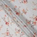 Light Blue Floral Printed Viscose Cotton Fabric, 110 Cms Width, India-D24823