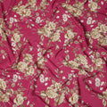 Red Floral Pure Silk Crepe Fabric 110cm - 1104751