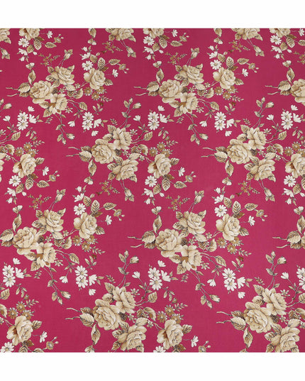 Red Floral Pure Silk Crepe Fabric 110cm - 1104751