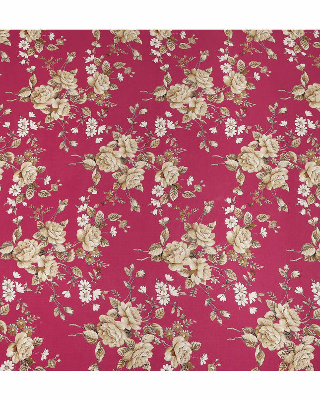 Red Floral Pure Silk Crepe Fabric 110cm - 1104751