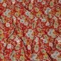 Red Floral Pure Silk Crepe Fabric 110cm - 1104805