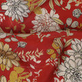 Red Floral Pure Silk Crepe Fabric 110cm - 1104805