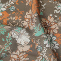 Brown Floral Pure Silk Crepe Fabric 110cm - 1104812