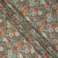 Brown Floral Pure Silk Crepe Fabric 110cm - 1104812
