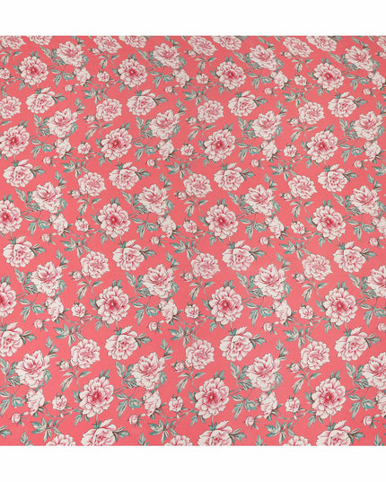Pink Floral Pure Silk Crepe Fabric 110cm - 1104836