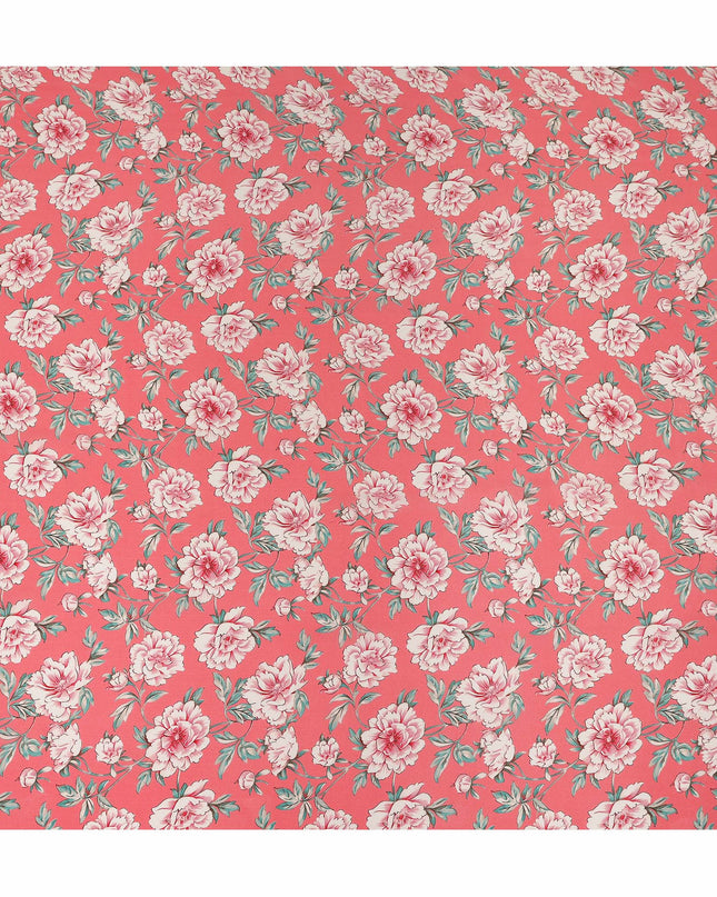 Pink Floral Pure Silk Crepe Fabric 110cm - 1104836