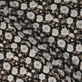 Black Floral Pure Silk Crepe Fabric 110cm - 1104843