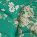 Green Floral Pure Silk Crepe Fabric 110cm - 1104867