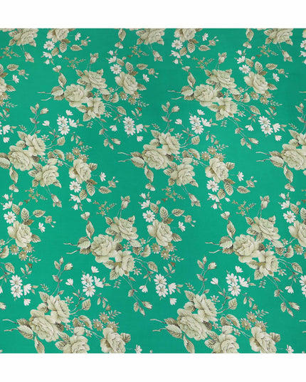 Green Floral Pure Silk Crepe Fabric 110cm - 1104867