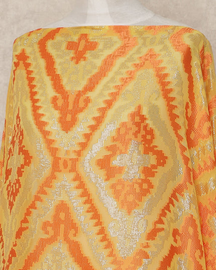 Orange Geometric Fransawi Silk Chiffon Dirac Lurex