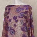 Purple Fransawi Metallic Lurex Floral Somali Silk Chiffon Dirac Fabric – 3.5 Meters, Width 140 cm, Made in France-D24754