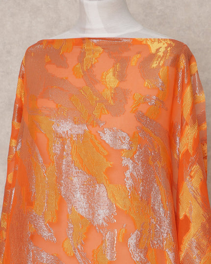 قماش ديراك من الحرير الصومالي المجرد، من لوركس معدني برتقالي فرانساوي - 3.5 متر، عرض 140 سم، صنع في فرنسا - D24757