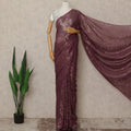 Wine Purple Metallic French Chiffon Saree 5.5 Meters Length 110 Cms Width Lightweight Printed Elegant Party Wear Soft Flowy Fabric Premium Quality Without Blouse Piece-D28729 Regal Fabrics