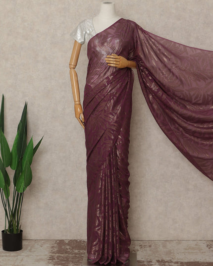 Wine Purple Metallic French Chiffon Saree 5.5 Meters Length 110 Cms Width Lightweight Printed Elegant Party Wear Soft Flowy Fabric Premium Quality Without Blouse Piece-D28729 Regal Fabrics