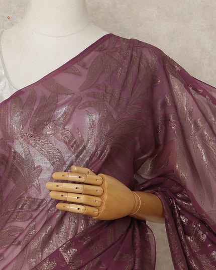 Wine Purple Metallic French Chiffon Saree 5.5 Meters Length 110 Cms Width Lightweight Printed Elegant Party Wear Soft Flowy Fabric Premium Quality Without Blouse Piece-D28729 Regal Fabrics