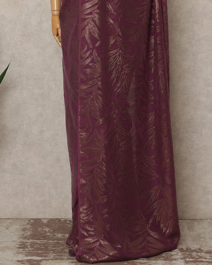 Wine Purple Metallic French Chiffon Saree 5.5 Meters Length 110 Cms Width Lightweight Printed Elegant Party Wear Soft Flowy Fabric Premium Quality Without Blouse Piece-D28729 Regal Fabrics