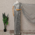 Silver Grey Premium French Metallic Chantilly Lace Saree – 5.5 Meters Length, 110 Cms Width, Crafted in France-D26115