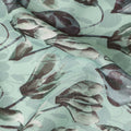Mint Green Botanical Leaf Floral Print Pure Linen Fabric, Elegant Nature Inspired Printed Linen Material for Apparel Sewing Dressmaking Craft Textile, 140 Cms Width, Made In India-D28422
