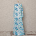 White & Blue Floral Traditional Somali Cotton Voile Dirac Fabric, 3.5 Mtrs, Width 140 Cms, Made in India-D24705