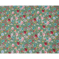 قماش كتان أخضر نقي مطبوع عليه زهور بتصميم ورود وأزهار متعددة الألوان، عرض 140 سم، صنع في الهند - D25081