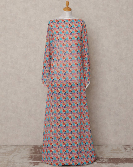 قماش ديراك تقليدي من القطن الصومالي بطبعة هندسية زرقاء وحمراء، 3.5 متر، عرض 140 سم، صنع في الهند - D24709