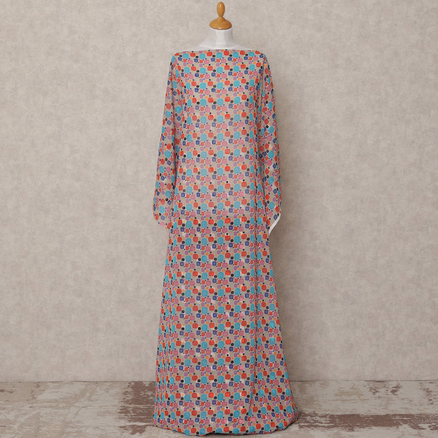 قماش ديراك تقليدي من القطن الصومالي بطبعة هندسية زرقاء وحمراء، 3.5 متر، عرض 140 سم، صنع في الهند - D24709