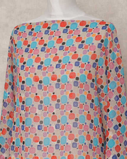 قماش ديراك تقليدي من القطن الصومالي بطبعة هندسية زرقاء وحمراء، 3.5 متر، عرض 140 سم، صنع في الهند - D24709