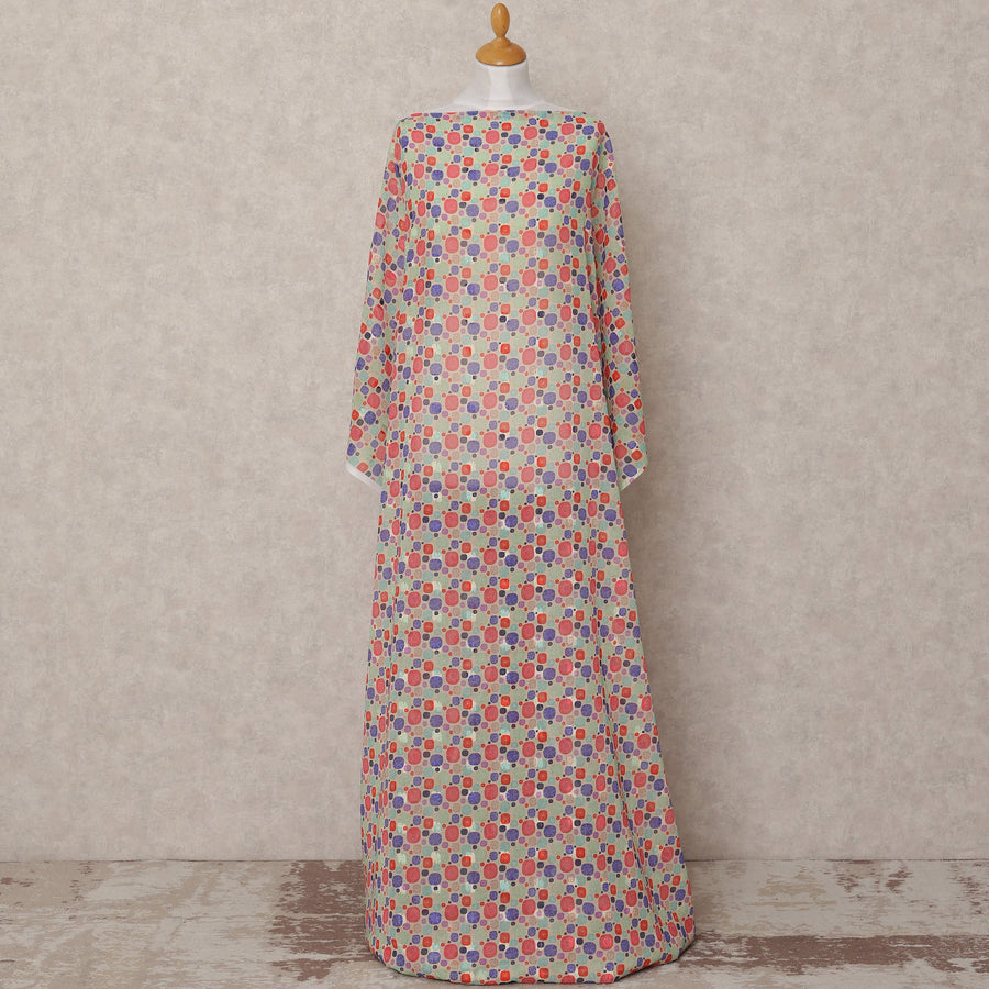 قماش ديراك من القطن الصومالي التقليدي بطبعة هندسية متعددة الألوان، 3.5 متر، عرض 140 سم، صنع في الهند - D24708