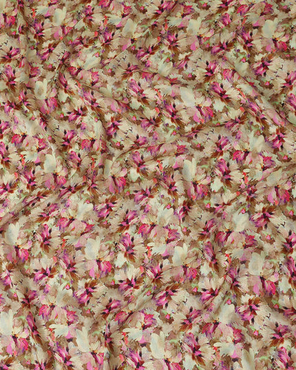 Pink Floral Jacquard Viscose Crepe 110cm