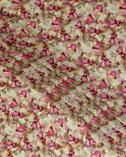 Pink Floral Jacquard Viscose Crepe 110cm