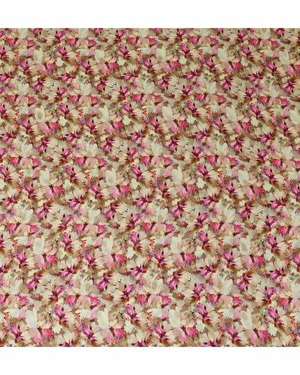 Pink Floral Jacquard Viscose Crepe 110cm
