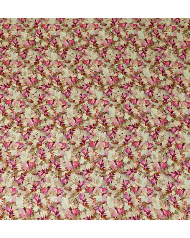 Pink Floral Jacquard Viscose Crepe 110cm