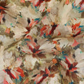 Beige Abstract Floral Jacquard Viscose Crepe 110cm
