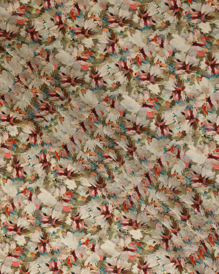 Beige Abstract Floral Jacquard Viscose Crepe 110cm