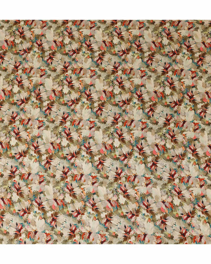 Beige Abstract Floral Jacquard Viscose Crepe 110cm