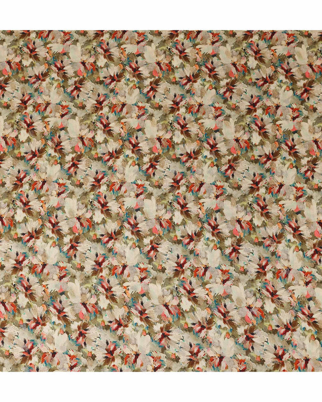 Beige Abstract Floral Jacquard Viscose Crepe 110cm