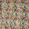 Beige Abstract Floral Jacquard Viscose Crepe 110cm